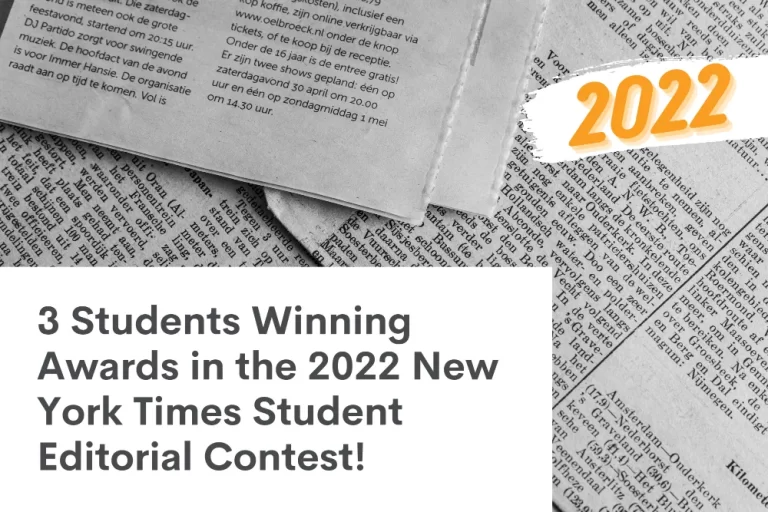 Aralia Celebrates 3 Students Winning Awards in the 2022 New York Times Student Editorial Contest!