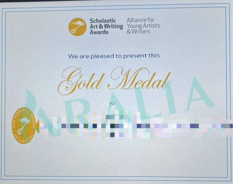 Scholatic Art and Writing Gold Medal 3