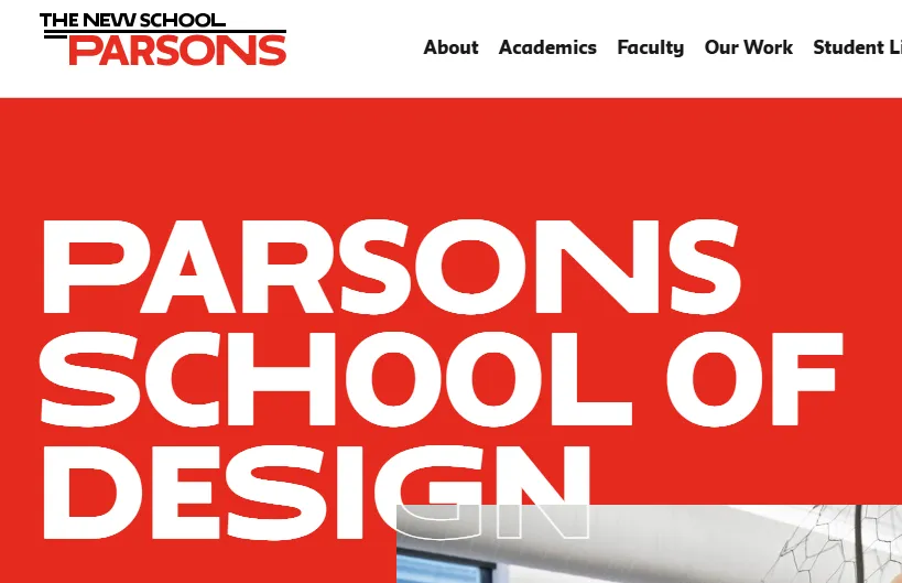 parsons school website screenshot