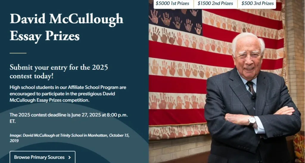 David McCullough Essay Prizes website 2025