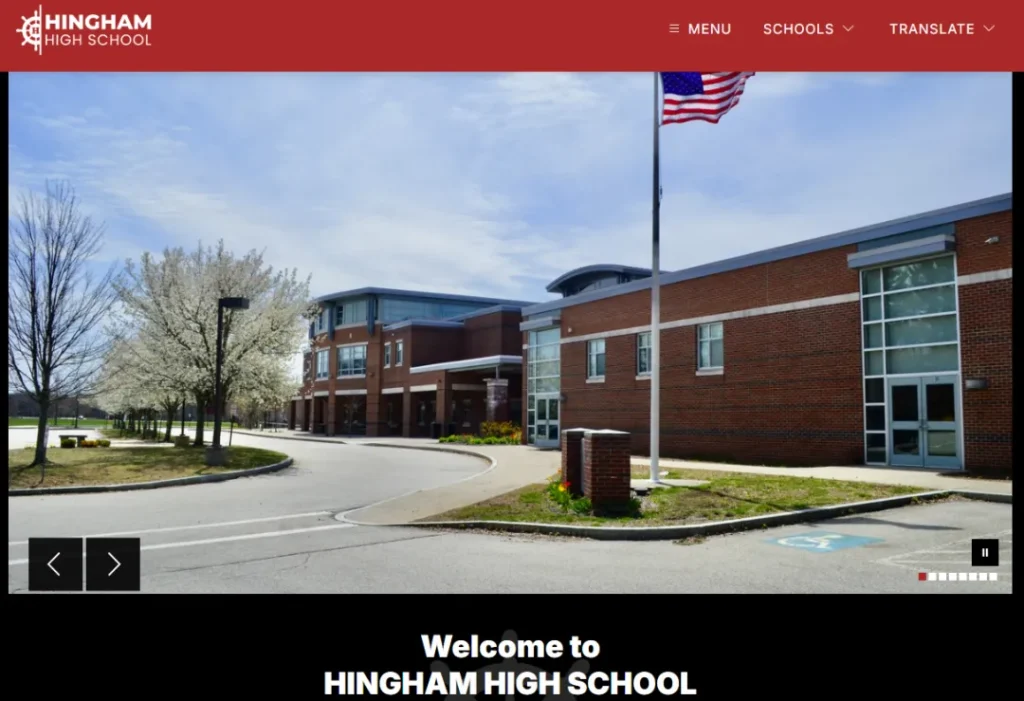 Hingham High School website screenshot