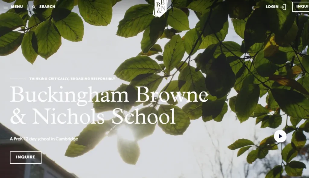 Buckingham Browne Nichols School website screenshot