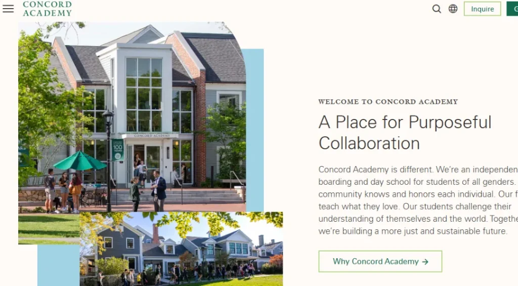 Concord Academy website screenshot