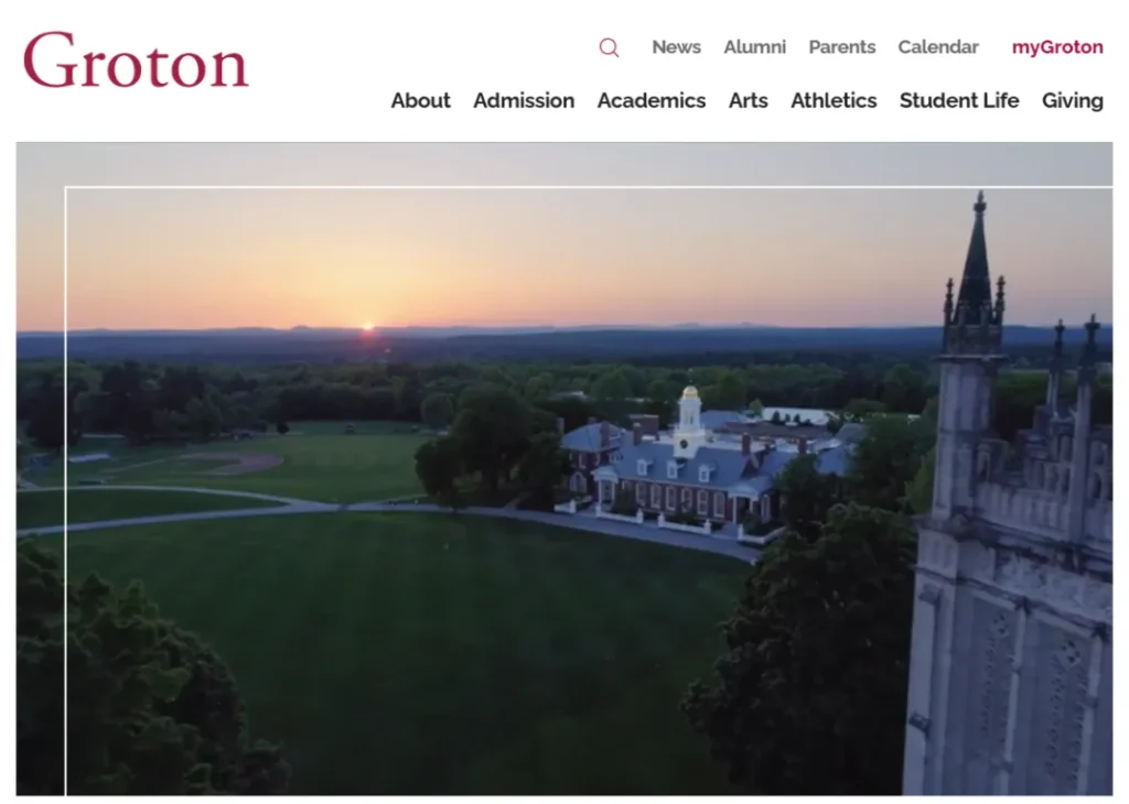 Groton School website screenshot